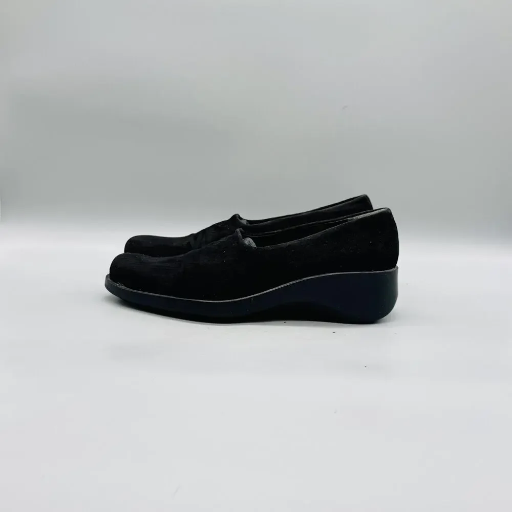 Robert Clergerie Shoes Womens 6.5 Black Suede Slip On Wedge Loafers Paris Casual